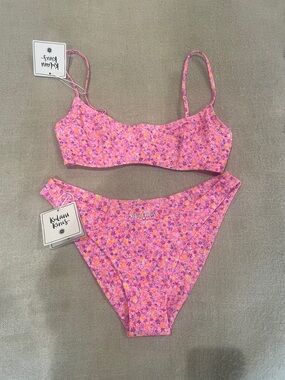 Kulani Kinis Pink & Lavender Floral Bikini Set